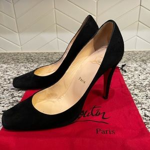 Christian Louboutin black suede heels. Size 39 1/2